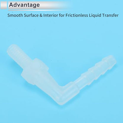 5 Pcs Plastic Hose Barb Fitting 90° Elbow 5/32" Hose Barb M6 Male NPT Barbed Adapter Clear PP - size: 5/32"-M6