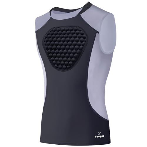 Youper Youth Baseball Chest Protector Shirt, Padded Heart-Guard/Sternum Protection for T-Ball, Football & Softball - size: Medium, style: Black Grey