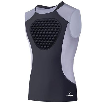 Youper Youth Baseball Chest Protector Shirt, Padded Heart-Guard/Sternum Protection for T-Ball, Football & Softball - size: Small, style: Black Grey