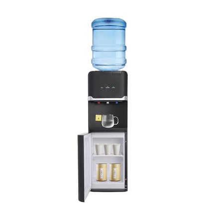 Top Loading Water Cooler Dispenser, Freestanding Cold & Hot & Warm Water Dispenser, Top Loading Water Dispenser for 5 Gallon Bottles, Perfect for Home Office School (Black)