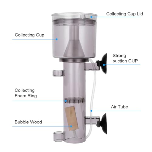 RS-4003 Protein Skimmer for Saltwater Aquariums, Compact Acrylic Design Quiet Operation for Small Tanks and Nano Fish Tanks