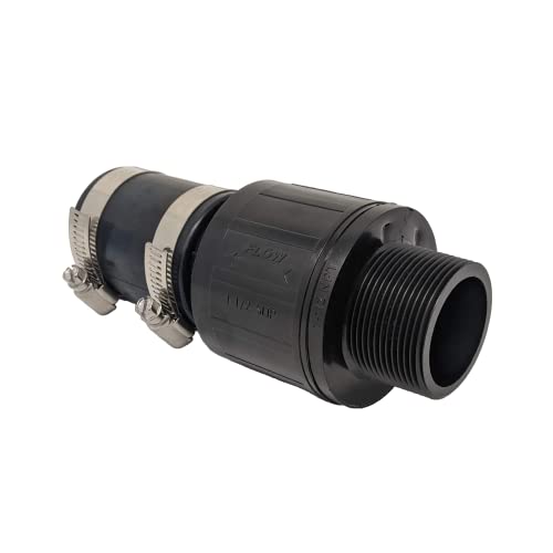 Threaded Quiet Sump Pump Check Valve with 100% Stainless Steel Clamps Included - Threads Directly into the Pump's 1-1/2" NPT Discharge to Connect it to a 1-1/2" Pipe - Model CV-150T - size: 1.5 Inch