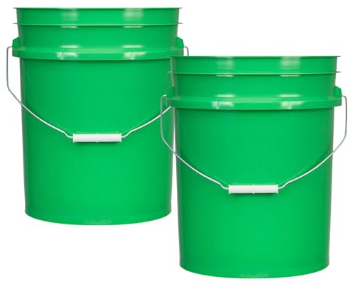 5 Gallon Premium HPDE Plastic Bucket - Made in USA Food Grade Storage Container, BPA Free All Purpose Pail (2, Green) - color: Green