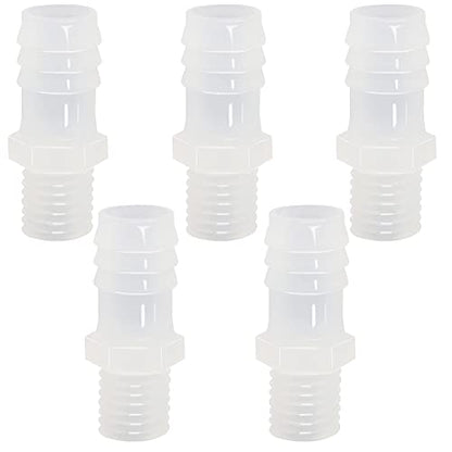 Plastic Hose Barb Fitting, 1" Barb X 3/4 NPT Male Thread Adapter Connector Pipe Fittings for Fuel Gas Liquid Air (Pack of 5) - size: 1" Barb X 3/4 NPT Male Thread