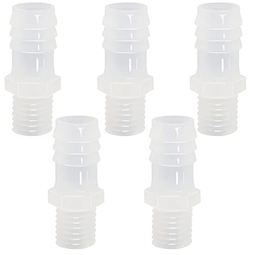 Plastic Hose Barb Fitting, 1" Barb X 3/4 NPT Male Thread Adapter Connector Pipe Fittings for Fuel Gas Liquid Air (Pack of 5) - size: 1" Barb X 3/4 NPT Male Thread
