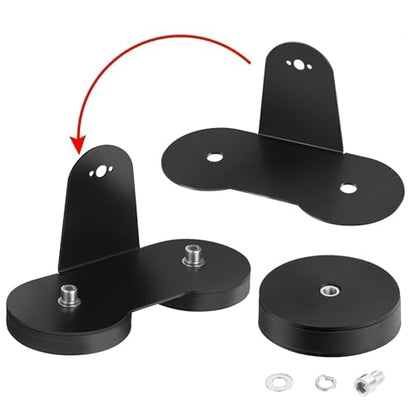 Magnetic Light Bar Mounting Brackets, AKD Part 2PCS Powerful LED Light Magnetic Base Sucker Holder Universal Side-Mounted Brackets Kit for Straight Curved Light Bar on Hood Roof - color: Black Magnetic Big