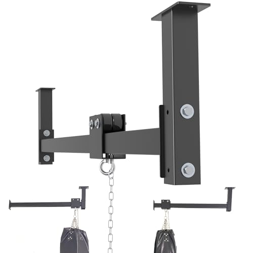 Heavy Bag Hanger Roller Wall Ceiling Mount 40'' - 50'' Long Rail Ease Adjust for Heavy Punching Bags up to 300 LBS - size: B. 50'' long rail