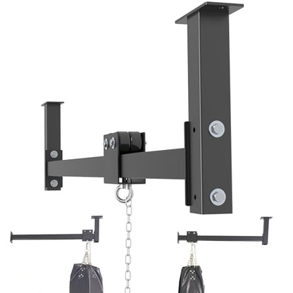 Heavy Bag Hanger Roller Wall Ceiling Mount 40'' - 50'' Long Rail Ease Adjust for Heavy Punching Bags up to 300 LBS - size: B. 50'' long rail