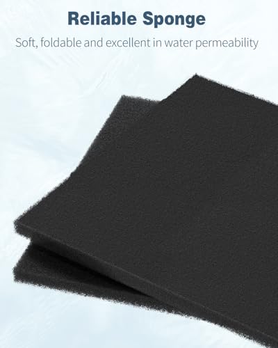 Pawfly Aquarium Filter Media Pad for Fish Tank Filters 20" L x 20" W x 1" H, 20PPI Aquarium Filter Media Sponge Filter Floss Roll for Sumps Ponds, 2 Pack