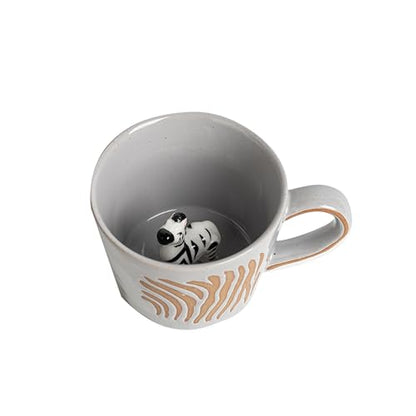 DIHOclub Zebra Coffee Cup Ceramic 3D Wild Animal Inside Mug,Cute Cartoon Handmade Figurine Mugs,Holiday and Birthday Gift for Coffee Milk Tea Lovers,12 OZ(White Zebra) - color: White Zebra