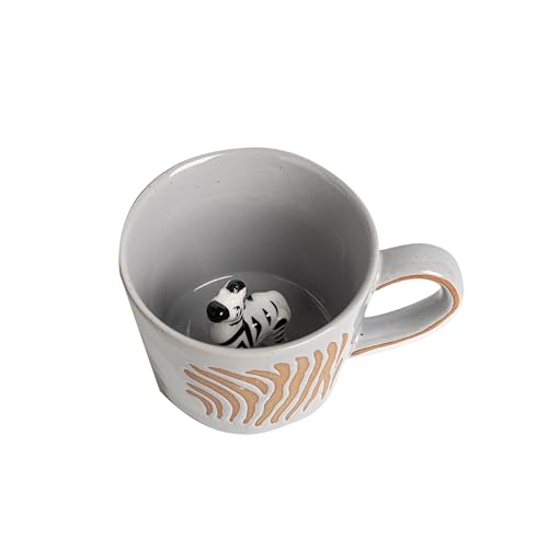 DIHOclub Zebra Coffee Cup Ceramic 3D Wild Animal Inside Mug,Cute Cartoon Handmade Figurine Mugs,Holiday and Birthday Gift for Coffee Milk Tea Lovers,12 OZ(White Zebra) - color: White Zebra
