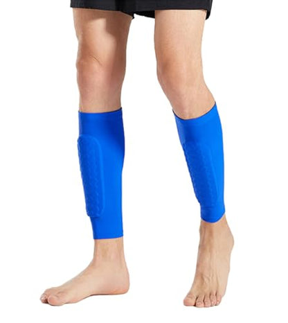 2 Pack Soccer Shin Guards Soccer Adult, Soccer Shin Guards for Kids Soccer Shin Pad with Honeycomb Pads, Shin Defender Shin Guard Sleeves, Ski Shin Guards Ski Shin Pads - color: Blue, size: Medium