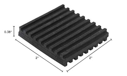 18312 Rubber Anti-Vibration Isolation Pads, Solid Ribbed Design, Heavy Duty All Rubber Pad, Black, Quantity 8 (2"x2"x3/8") - size: 2"x2"x3/8"