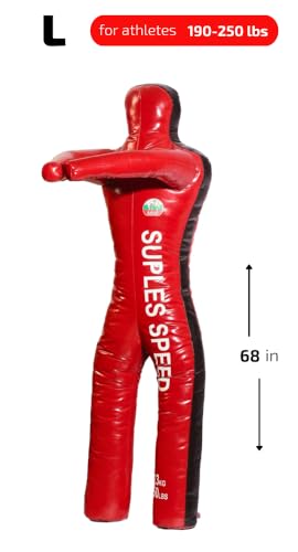 Suples Speed Wrestling Dummy with Legs – Vinyl Throwing Dummy for MMA, Judo, Jiu Jitsu & Grappling Training - color: Red, size: XS (27 lbs, 52 in)