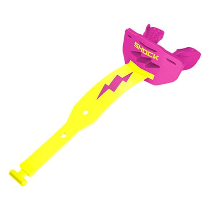 Shock Doctor Bolt Lipguard, Adult Mouth Guard Football with Strap. Mouthguard One Size Fits All - color: Shock Pink/Shock Yellow