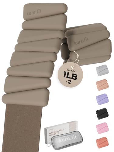 Pilates Wrist & Ankle Weights | Adjustable Weighted Bangles | 1LB/2LB Each - color: Taupe, size: 1 LB