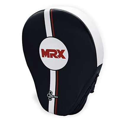 Boxing Pads Curved Boxing Mitts, Leather Adjustable MMA Muay Thai Kickboxing Martial Arts Punching Hand Target Strike Shield - color: Black/White