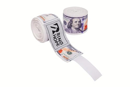 RingHope 180-Inch Boxing Hand Wraps – Money Dollar Print – Wrist & Knuckle Support for Boxing, MMA, Muay Thai & Kickboxing – Breathable Semi-Elastic Wraps