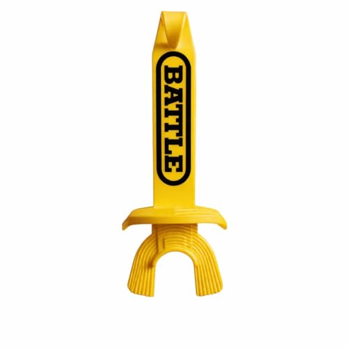 Battle Speed XL Football Mouthguard | No boiling required, Ready to wear out of the box, Extra-wide connected tether strap, Braces compatible, Features a thick - color: Bright Yellow