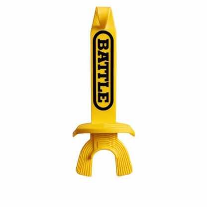 Battle Speed XL Football Mouthguard | No boiling required, Ready to wear out of the box, Extra-wide connected tether strap, Braces compatible, Features a thick - color: Bright Yellow