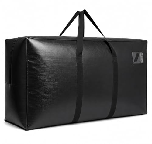 75 Gallon Extra Large Storage Bags, Jumbo Moving Storage Bags, Foldable Big Black Duffle Bag for Travel, 50x23x15inch - 1PACK - color: Black-1 PACK, size: 50"L x 15"W x 23"H