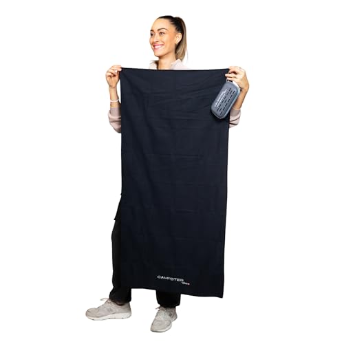 Microfiber Travel Towel - Ultra Absorbent, Quick Dry Towel, Lightweight & Compact, Perfect for Camping, Hiking, Gym, Swimming (60x120cm, 200gsm, Black) - Made from Recycled Plastic Bottles