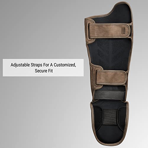 Hayabusa T3 LX Leather Striking Shinguards - color: Brown, size: Medium