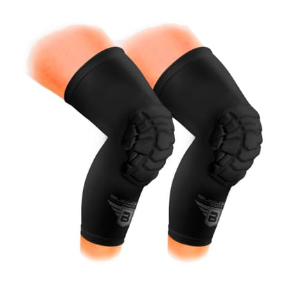 Bucwild Sports Knee Pads/Padded Compression Pro Knee Sleeves (1 Pair) Youth & Adult Sizes - Basketball Wrestling Volleyball Black White Red Blue (Black Camo, Small (Teen/Young Adult)) - color: Black, size: Adult Large