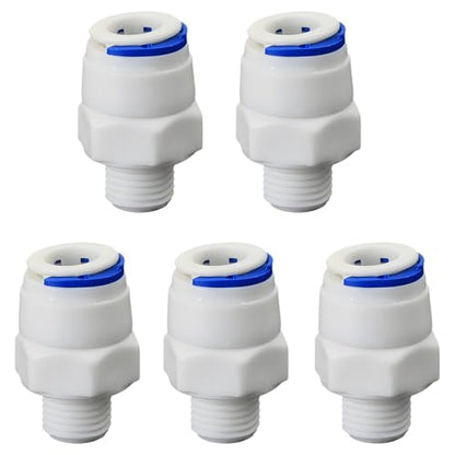 1/4"M to 3/8" Tube Push-Fit Adapter, 5 Pcs | Quick-connect adapter for RO reverse osmosis water filter systems, beverage dispensers & water purifiers.