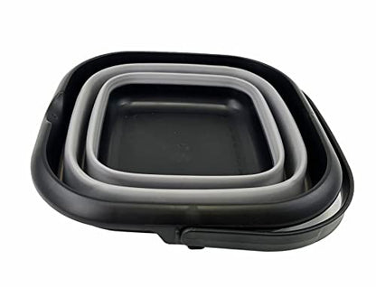 SAMMART 8.5L (2.2 Gallon) Collapsible Square Handy Bucket/Foldable SquareWater Pail/Portable Tub with Handle. Size 31cm (Square) (Black/Alloy Grey) - color: Black/Alloy Grey