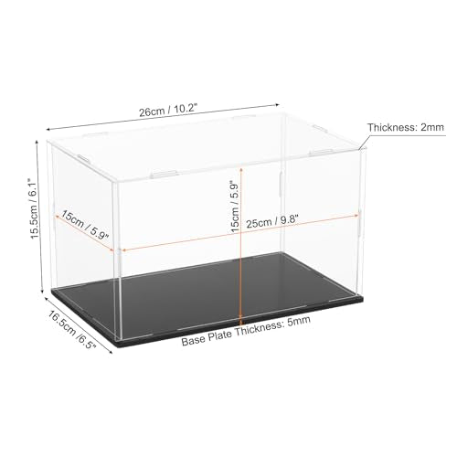 uxcell Acrylic Clear Display Case for Collectibles Self-Assemble Display Boxes with Black Base Dustproof Countertop Storage Box for Collectibles Action Figures, 9.8 x 5.9 x 5.9 Inch - size: 9.8 x 5.9 x 5.9 Inch