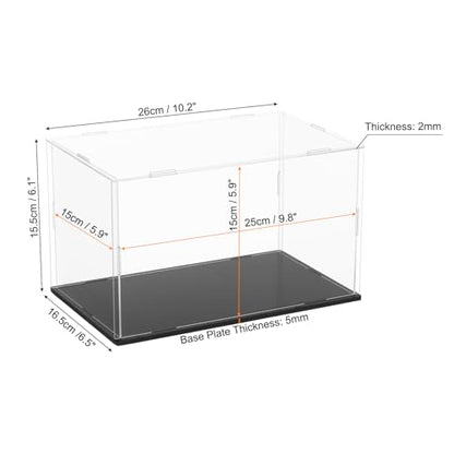 uxcell Acrylic Clear Display Case for Collectibles Self-Assemble Display Boxes with Black Base Dustproof Countertop Storage Box for Collectibles Action Figures, 9.8 x 5.9 x 5.9 Inch - size: 9.8 x 5.9 x 5.9 Inch