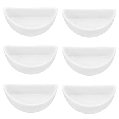 ECSiNG 6PCS Hermit Crab Mini Ceramic Dish 4.21x2x1.05cm Semicircle Shape Reptile Food Bowl for Spider Hermit Crab Tarantula Millipede White