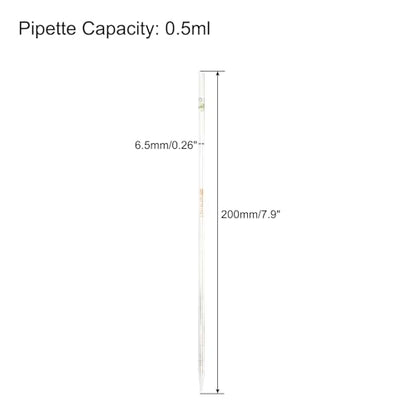 PATIKIL Graduated Dropper Pipettes 4 Pcs 0.5ml Reusable Borosilicate Glass Pipette for Transfer Liquid for Laboratory, Chemistry, Clear - size: 0.5ml