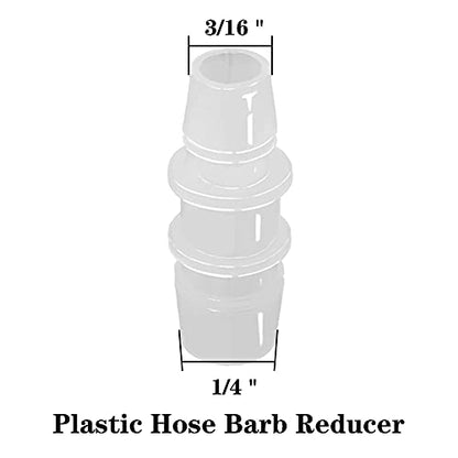 1/4" to 3/16" Hose Barb Reducer Pipe Fittings Adapter, Plastic Joint connector Splicer Mender for Aquarium Household Transport Fuel Gas Liquid Air (Pack of 4) - size: 1/4"-3/16"