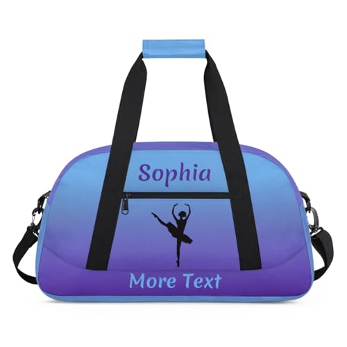 Personalized Dance Bag Girl Sport Duffel Bag, Custom Kids Gym Bag, Purple Ballet Gifts Customize Travel Duffle Bag with Name, Overnight Weekender Bags - color: Color 1, style: Ballet