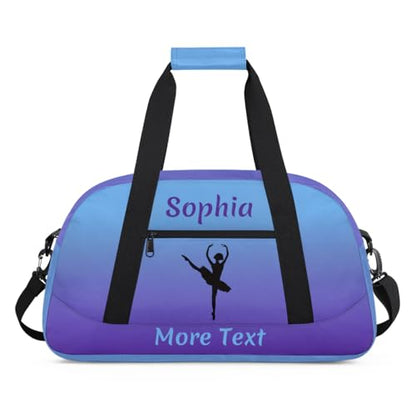Personalized Dance Bag Girl Sport Duffel Bag, Custom Kids Gym Bag, Purple Ballet Gifts Customize Travel Duffle Bag with Name, Overnight Weekender Bags - color: Color 1, style: Ballet