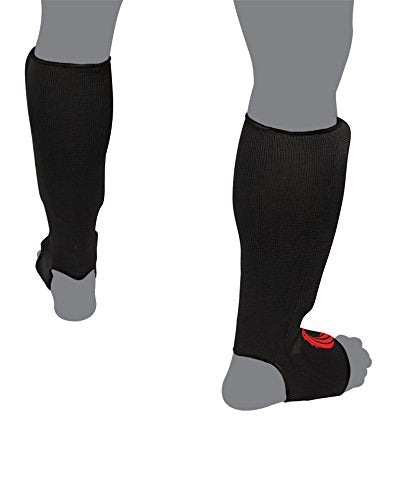 Sustain Shin Guard, Elastic Cloth Shin & Instep Padded Guards for Muay Thai Training, Sparring, MMA, Protective Kickboxing (Pair) - size: X-Large