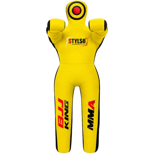 Unfilled Grappling Dummy – Adult Life Size Wrestling & BJJ Training Dummy, MMA Jiu Jitsu Judo Takedown & Throwing Practice, Heavy-Duty Triple-Stitched Canvas Submission Dummy - color: Yellow, size: 6ft / 72"