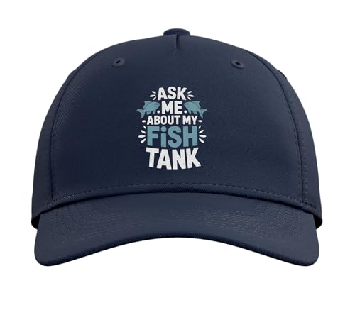 Ask Me About My Fish Tank Sunset Fishing Adjustable Baseball Hat - color: Navy Blue