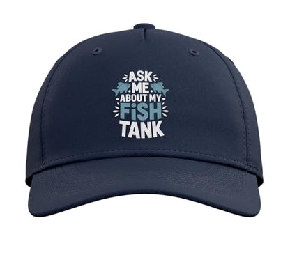 Ask Me About My Fish Tank Sunset Fishing Adjustable Baseball Hat - color: Navy Blue