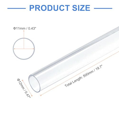 uxcell 10 Pcs Clear Plastic Rigid Tubing 11mm ID x 12mm OD, 0.5 Meters Length Round Polycarbonate Tubing for Aquarium Water Pipe, Water Cooling System, Plumbing - size: 11mm x 12mm