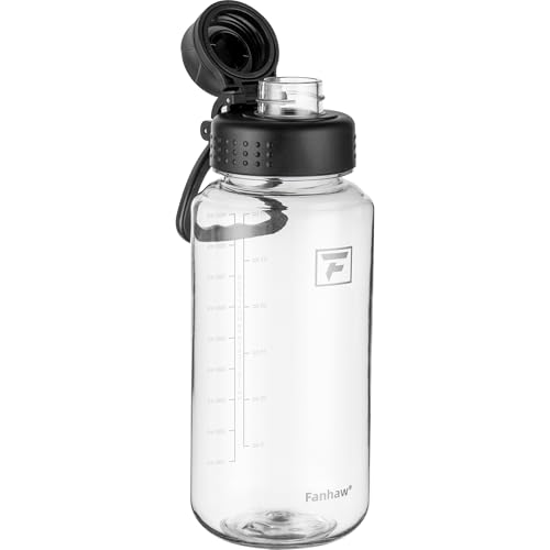 Fanhaw 32 oz Clear BPA-Free Tritan Water Bottle with Fast-Flow Spout Lid, BPA-Free & Leak-Proof Wide-Mouth Reusable Bottle for Gym, School & Office, Back to School Essentials (Clear&Black) - color: Clear&Black, style: 1 Pack