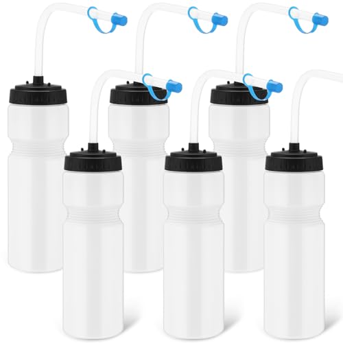 Lacrosse Water Bottles with Straw, for Hockey Football, White - color: White