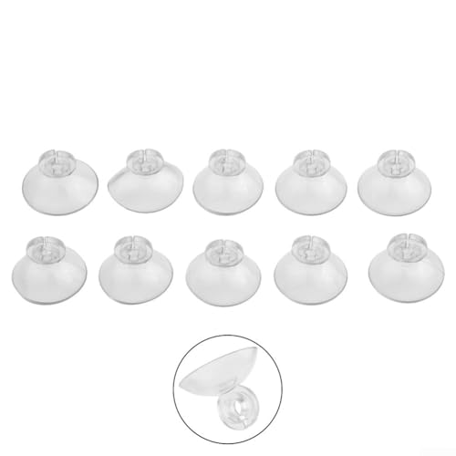 Aquarium Fish Tank Suction Cups Holder Set 10pcs Clear Plastic Suckers Clips Pads for Air Line Pump Tube, 2.5cm Diameter Suction Cup with 5mm Clip