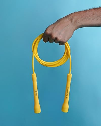 Speed Jump Rope by Dayan Kolev, 5mm PVC Skipping Rope, Great for Beginners and Advanced Athlets, Designed for Fitness, Cardio, Boxing & CrossFit, Adjustable length with Unbreakable Handles - color: Yellow