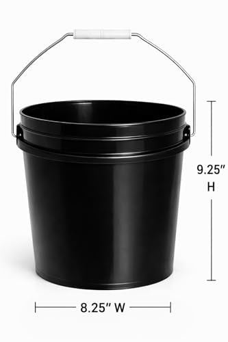2-Gallon Bucket with Airtight Lid – Made in USA, Food Grade BPA Free Plastic, Heavy Duty Multi-Use, Metal Handle with Grip, Stackable Storage – Black, 6 Pack - color: Black, size: 6