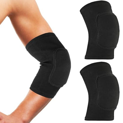 COMNICO Arm Brace Pads Elbow Protector Strap Pair, Breathable Anti-Collision Sponge Tendonitis Fitness Volleyball Basketball Tennis Golfers Knee Support Band for Kids Men Women Elderly - color: Black(40-75kg)
