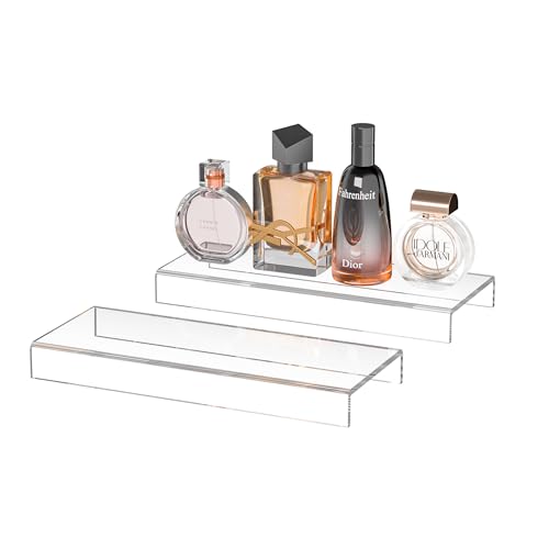 Acrylic Shelf Riser 10x3.9x1 pack of 2, Countertop Acrylic Display Storage Organizer for Shoes, Glasses, Plants, Home Decors, Perfume, Books, Dolls, 10x3.9x1 Inch - size: 10x3.9x1 Inch