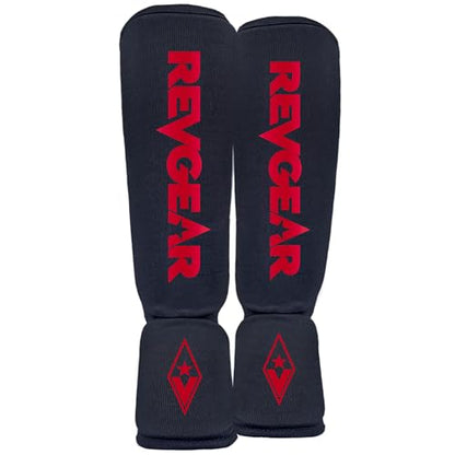 Revgear Dominator Muay Thai Shin Guard, MMA, Kickboxing. Cloth with Instep - color: Black, size: Medium